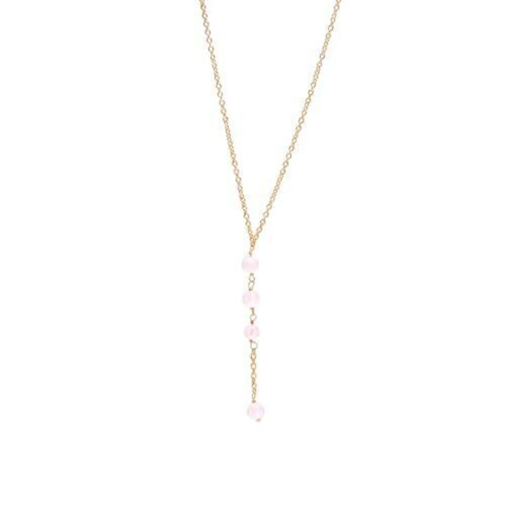 3311 Handmade Rose Quartz Lariat Necklace – Natural Love Crystal Jewelry –